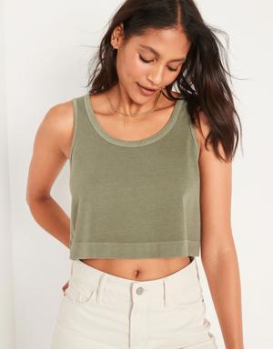 Old Navy Cropped Vintage Garment-Dyed Tank Top for Women gray
