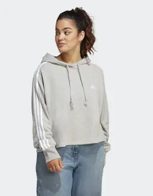 Essentials 3-Stripes French Terry Crop Hoodie (Plus Size)