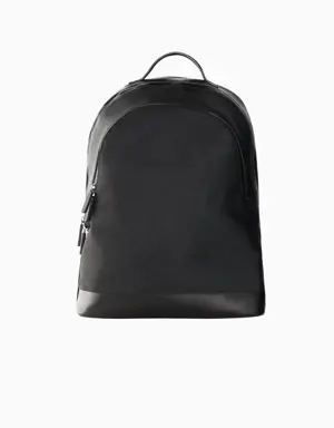 Water-repellent leather-effect backpack