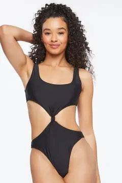 Forever 21 Forever 21 Knotted Monokini One Piece Swimsuit Black. 2