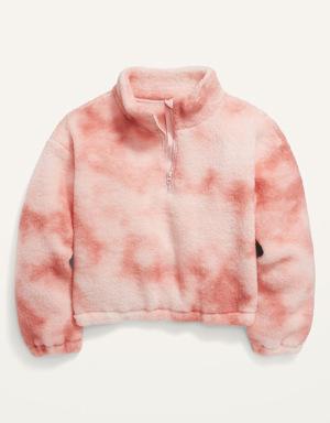 Cozy Sherpa Cropped Quarter-Zip Sweatshirt for Girls pink