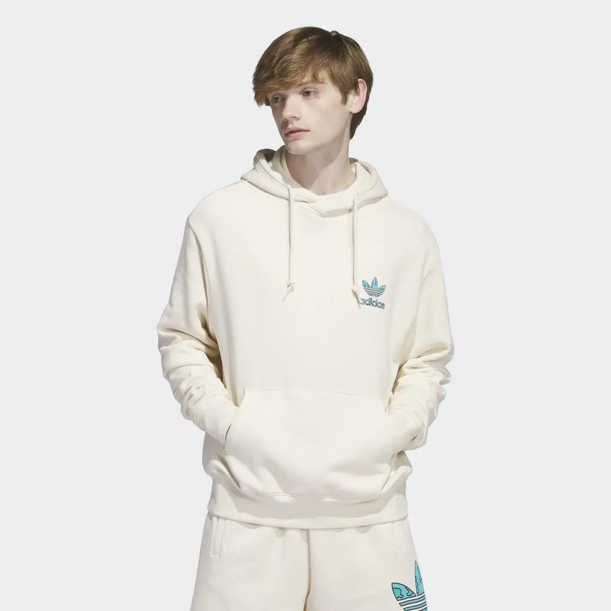 Adidas Stacked Trefoil Earth Hoodie. 2