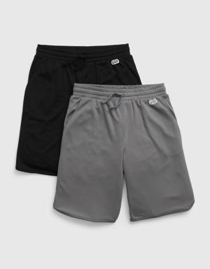Fit Kids Recycled Mesh Pull-On Shorts (2-Pack) black
