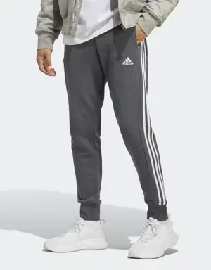 Adidas Pants Essentials 3 Franjas Felpa Francesa Pierna Cónica Puños Ajustados