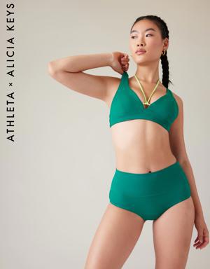 Athleta Keys Daybreak Plunge Bikini Top A&#45C green
