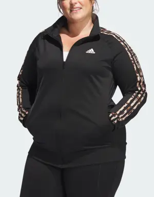 Essentials Animal Print Tricot 3-Stripes Track Jacket (Plus Size)