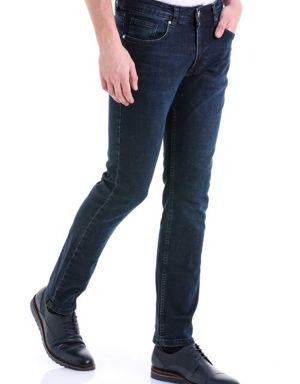 A. Lacivert Regular Fit Düz 5 Cep Yüksek Bel Kot Pantolon