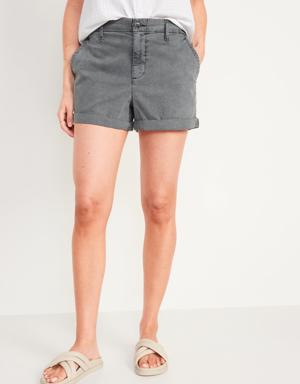 High-Waisted OGC Pull-On Chino Shorts -- 3.5-inch inseam gray