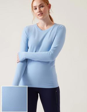 Athleta Flurry Blizzard Seamless Top blue