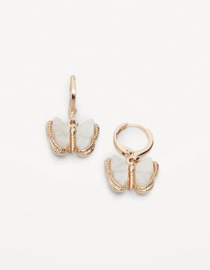 Gold-Plated Butterfly Dangling Huggie Earrings for Women gold