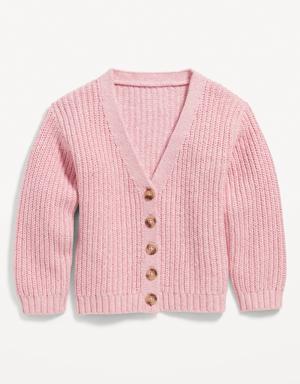 V-Neck Button-Front Cardigan for Toddler Girls pink