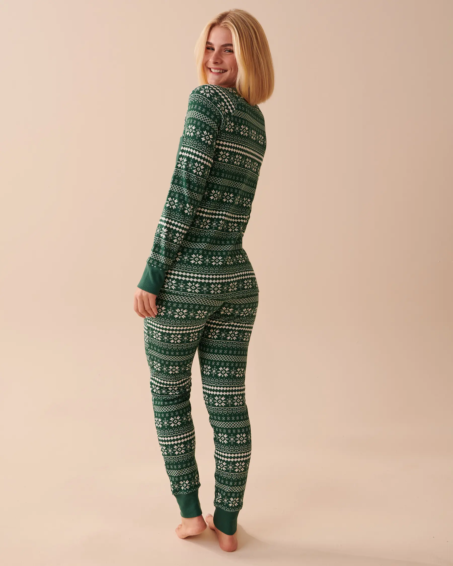 La Vie en Rose Fair Isle Waffle Knit PJ Set. 2