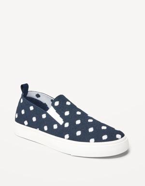 Gender-Neutral Soft-Knit Slip-On Sneakers for Kids blue