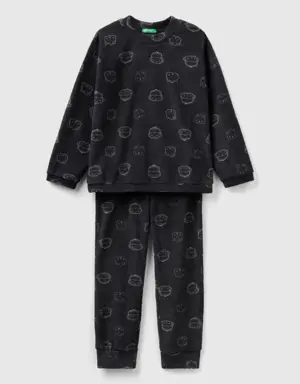 fleece pyjamas with mascot print