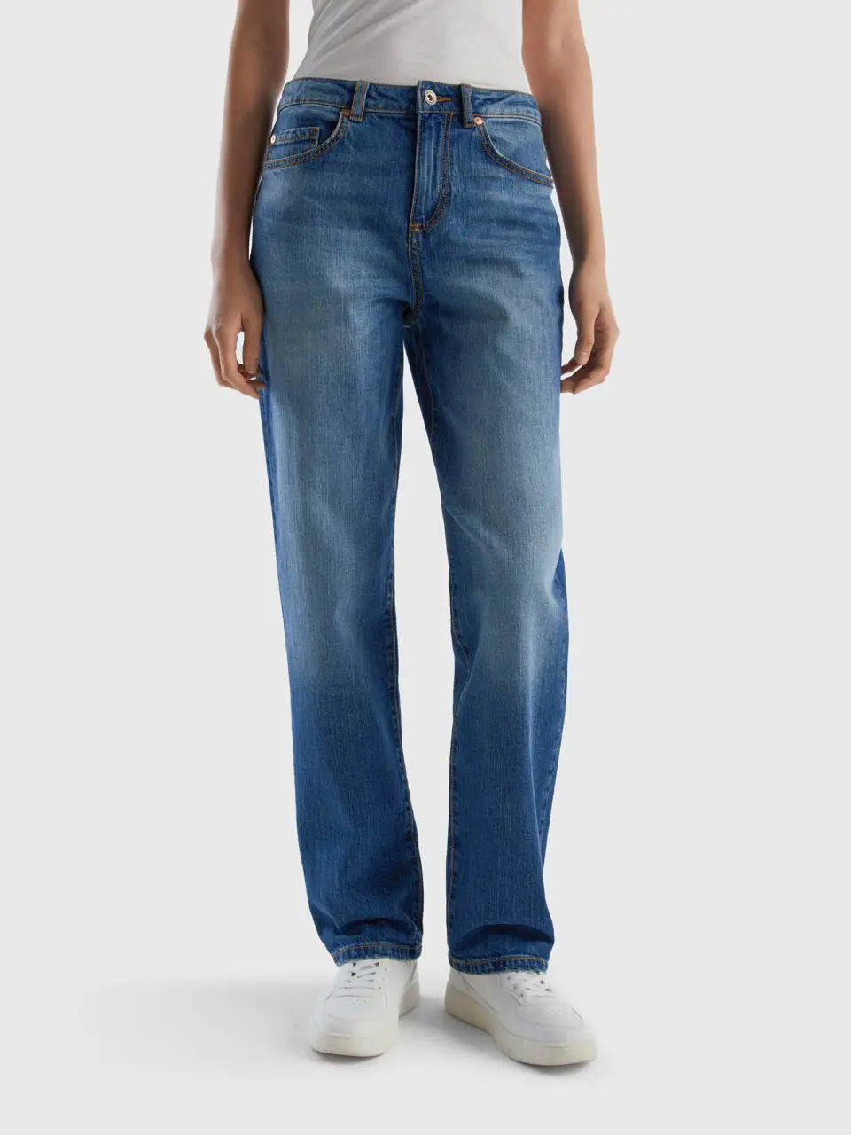 Benetton five-pocket straight leg jeans. 1
