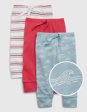 Gap Baby Print Pull-On Pants (3-Pack) blue