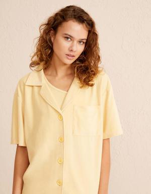 Polo Yaka Pamuklu Oversize Havlu Gömlek