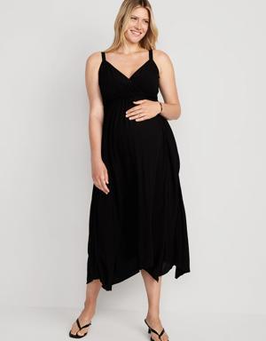 Maternity Waist-Defined Sleeveless Crepe Maxi Dress black