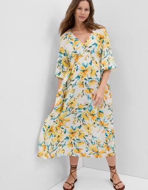 Gap Maternity Balloon Sleeve Midi Dress yellow