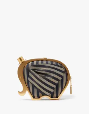 Ellie Striped 3D Elephant Metallic Clutch