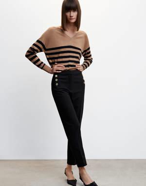 Cropped button trousers