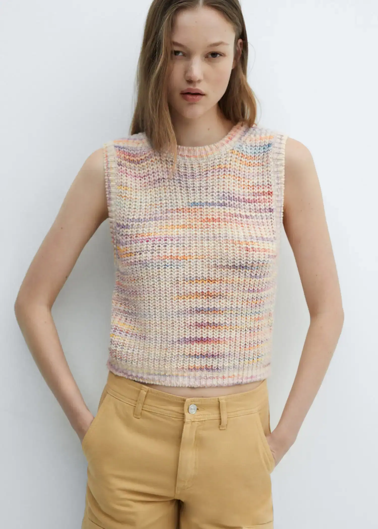 Mango Multi-coloured knitted vest. 1