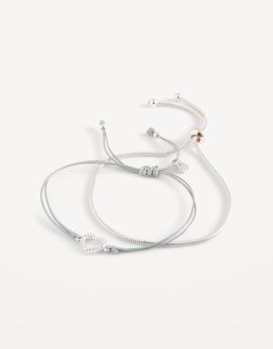 Silver-Plated Adjustable Bracelet Variety 2-Pack for Women silver