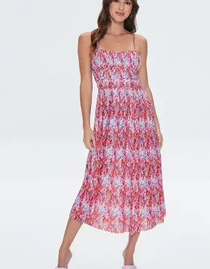 Forever 21 Abstract Print Cami Midi Dress Red/Multi