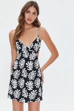 Forever 21 Forever 21 Tropical Leaf Print Mini Dress Black/Multi. 2