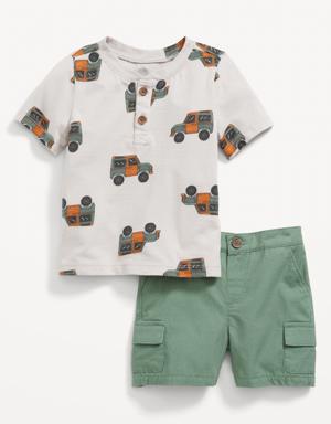 Short-Sleeve Henley T-Shirt & Cargo Shorts for Baby multi