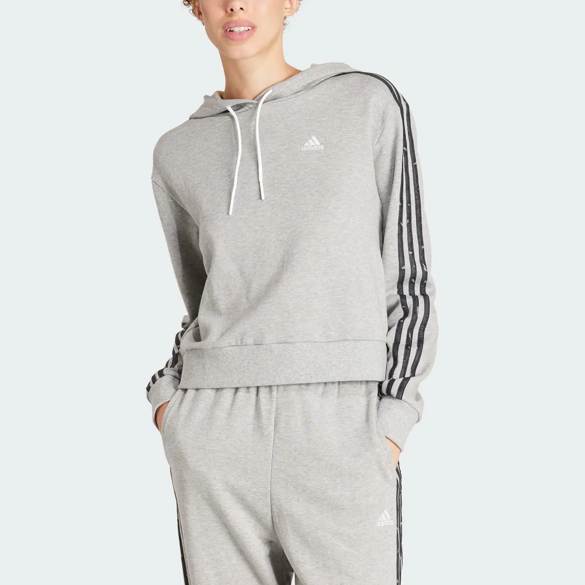 Adidas Essentials 3-Stripes Animal Print Relaxed Hoodie. 1