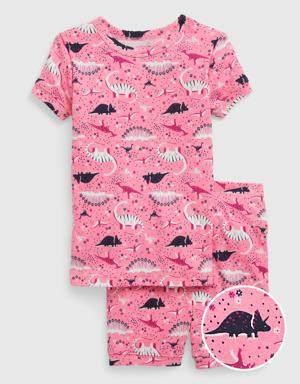 babyGap Organic Cotton Dino PJ Shorts Set pink