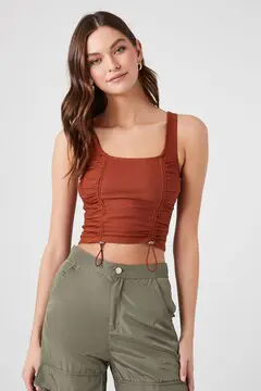 Forever 21 Forever 21 Toggle Drawstring Cropped Tank Rust. 2