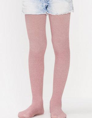Pembe Kız Çocuk Angora-Yün Karışımı Külotlu Çorap