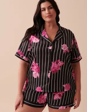 Satin Short Sleeve Button-down Shirt