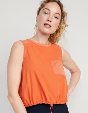 StretchTech Cinched-Hem Crop Top orange