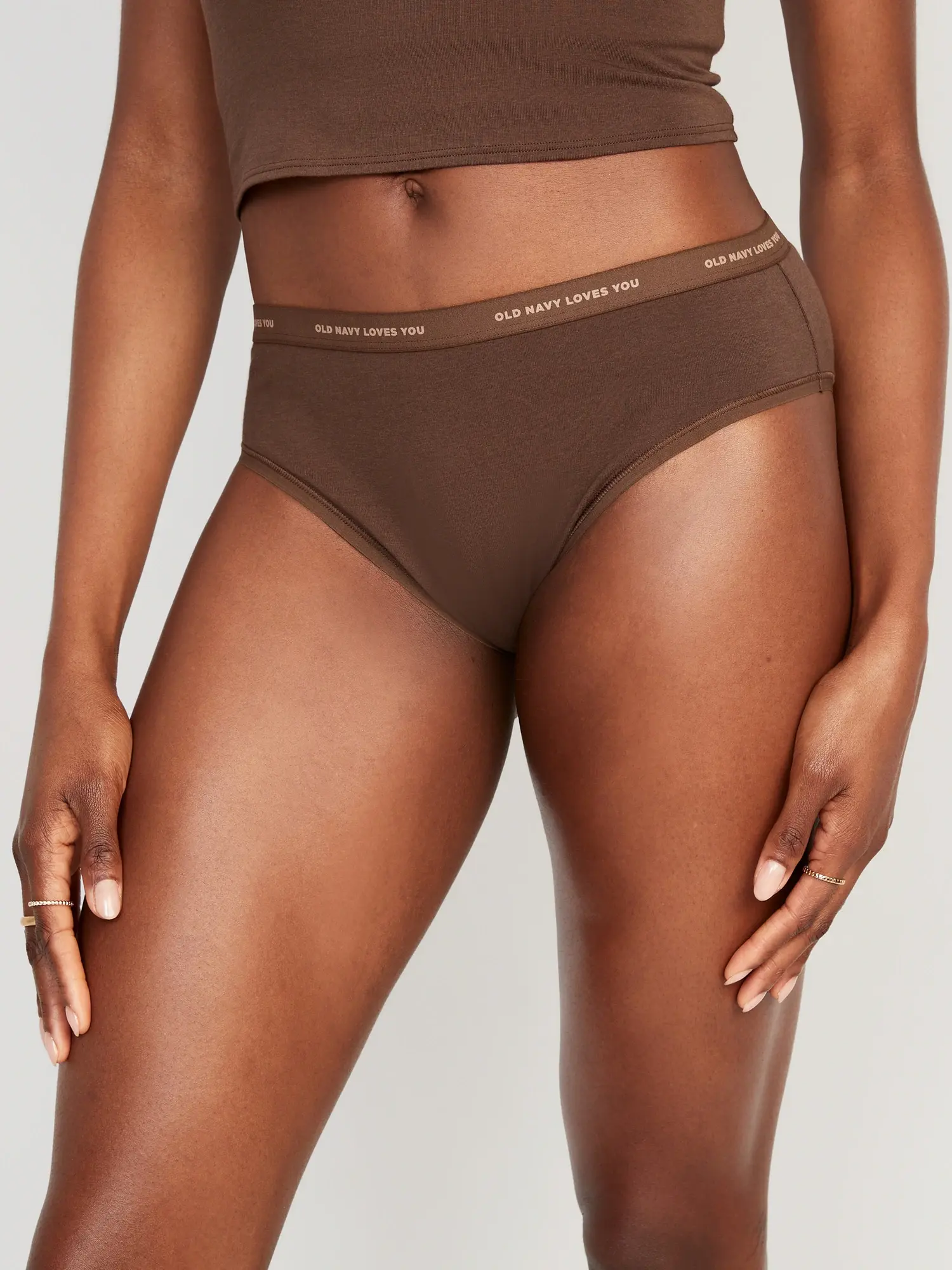 Old Navy High-Waisted Logo Graphic Classic Bikini Underwear for Women brown. 1