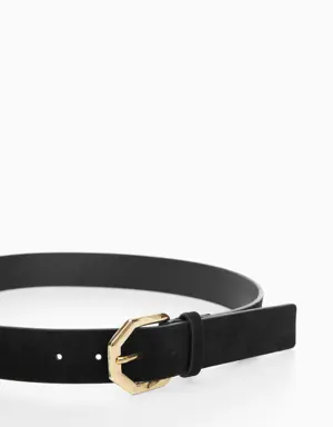 Irregular buckle leather belt