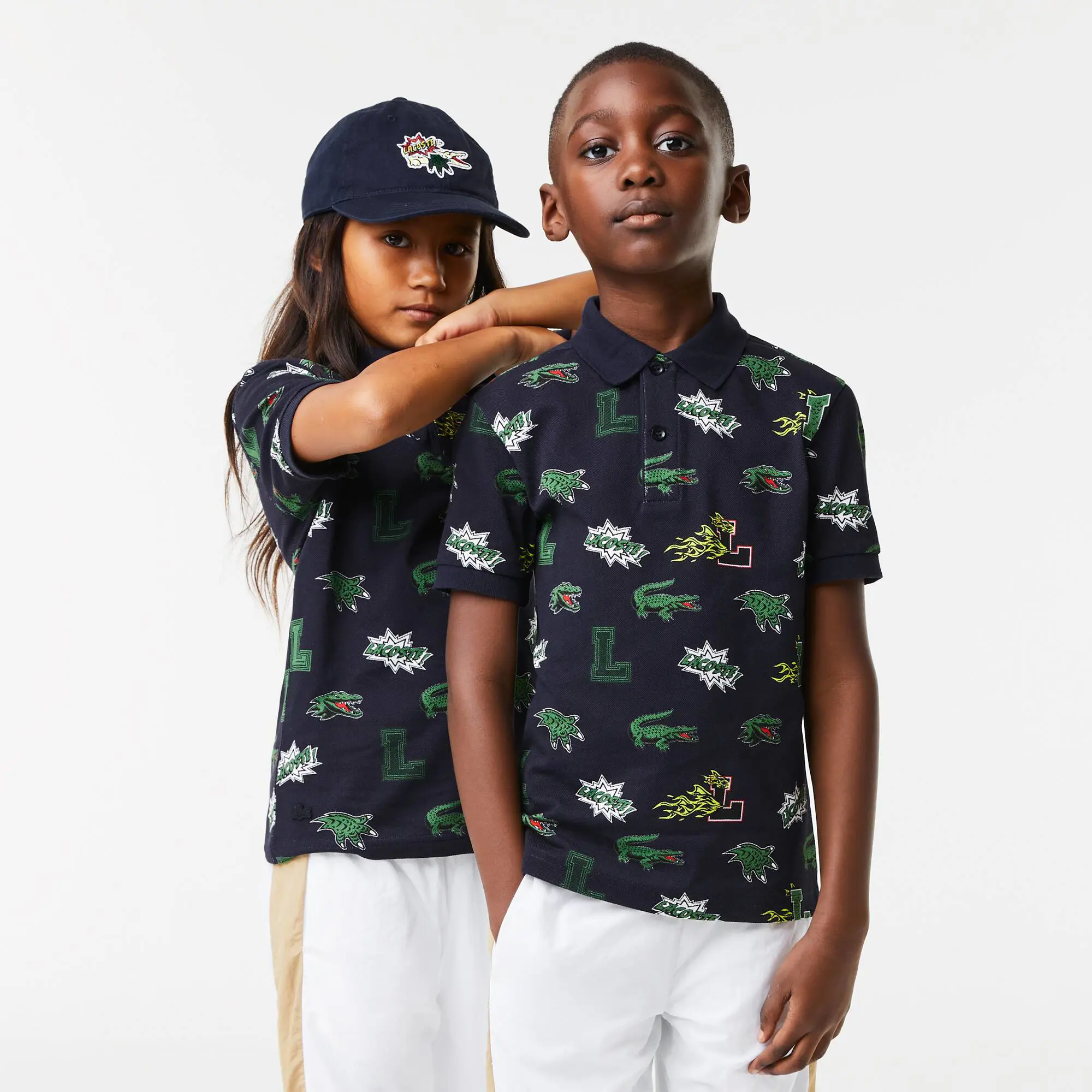 Lacoste Kids' Lacoste Holiday Comic Effect Crocodile Print Polo Shirt. 1