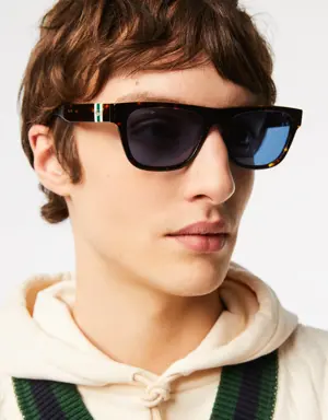 Lacoste Gafas de sol de hombre L.12.12 con montura de acetato rectangular y diseño de escama