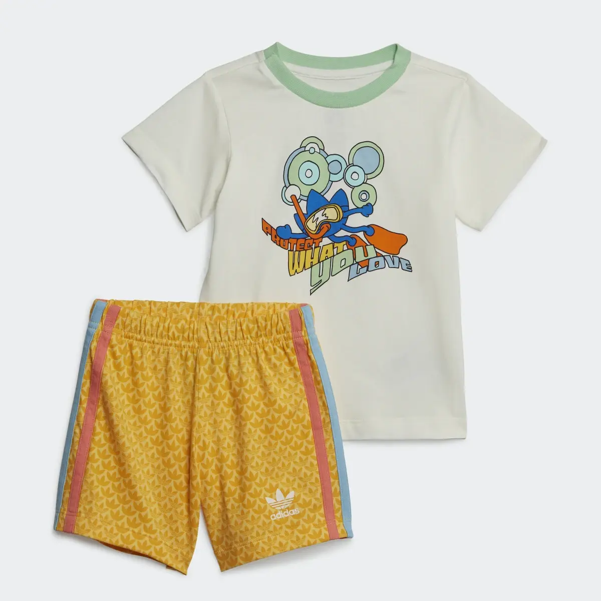 Adidas Completo Graphic Print Shorts and Tee. 1
