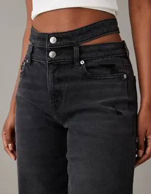 Stretch Super High-Waisted Baggy Straight Cut-Out Jean