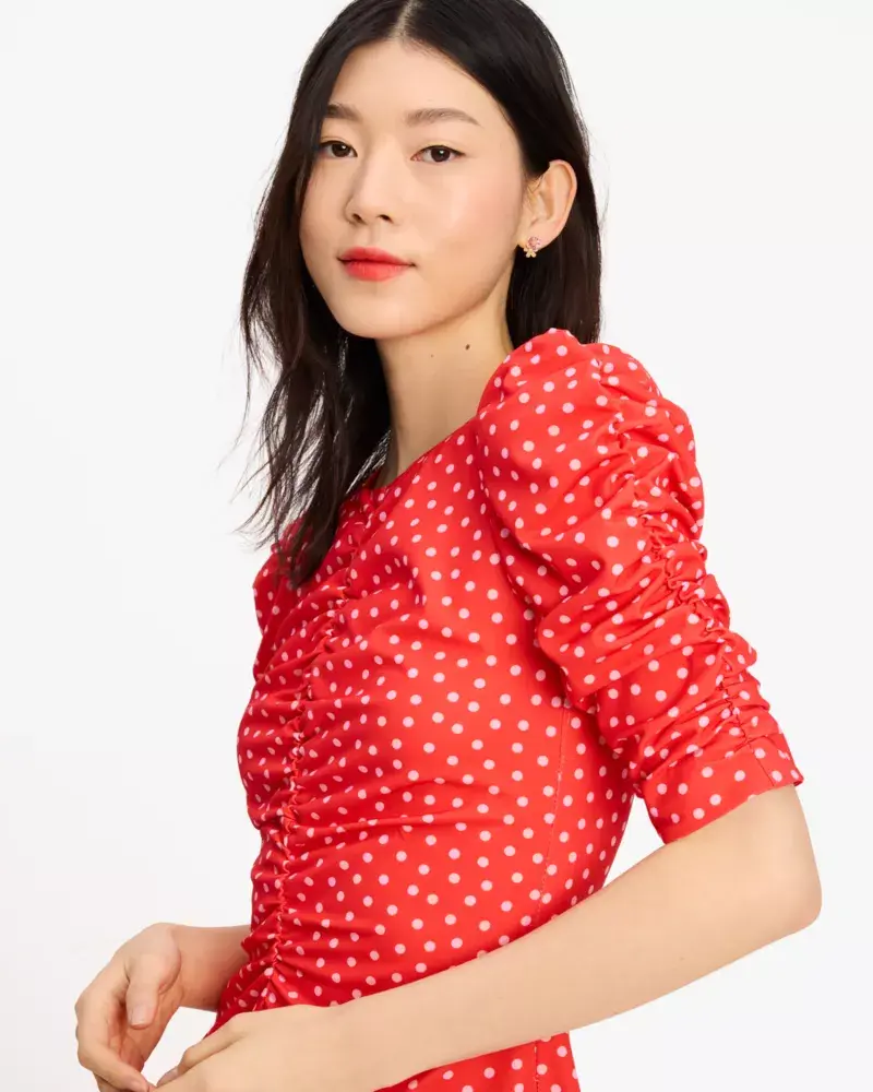 Kate Spade Spring Time Dot Ruched Dress. 2