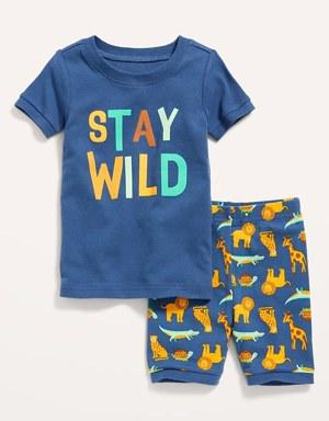 Unisex Short-Sleeve Pajama Set for Toddler & Baby gray