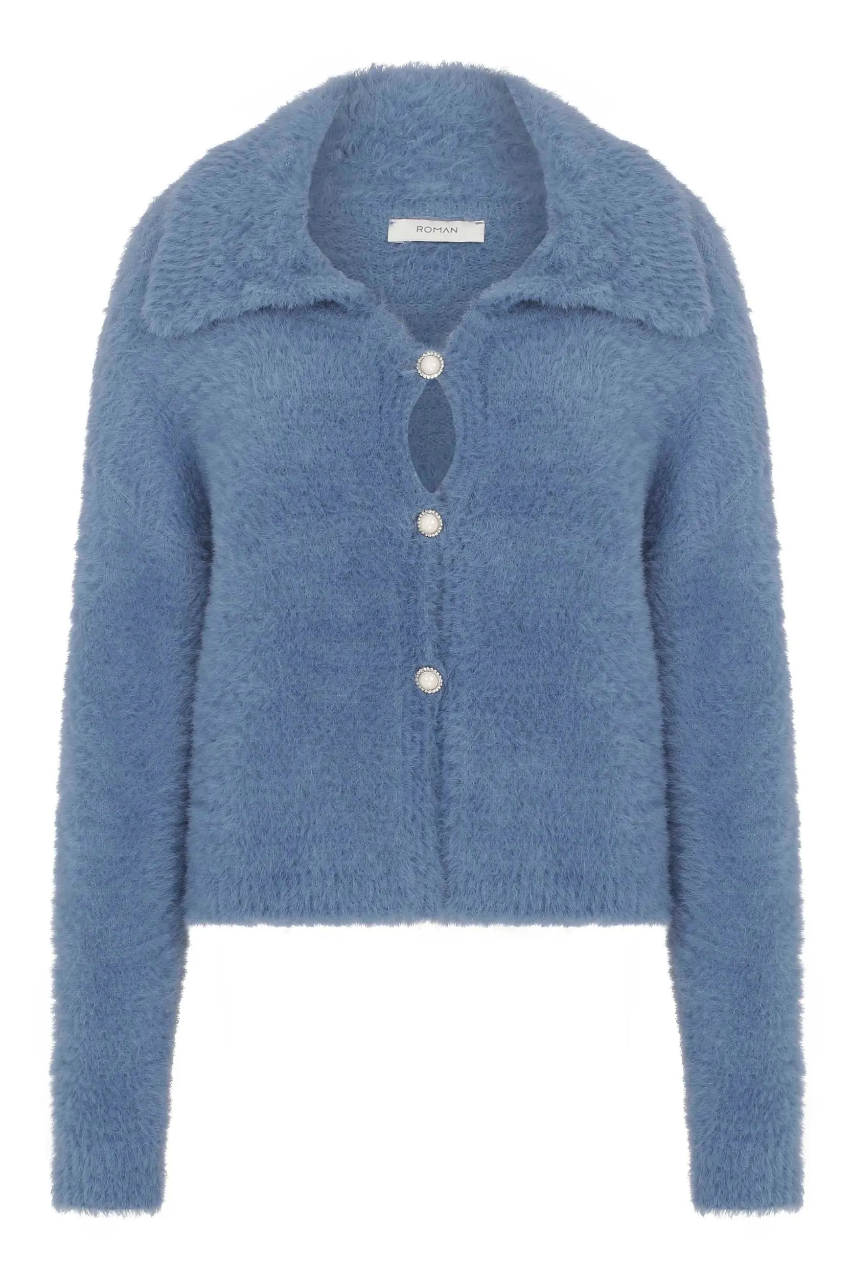 Roman Basic Blue Knitwear Cardigan - 1 / BLUE. 1