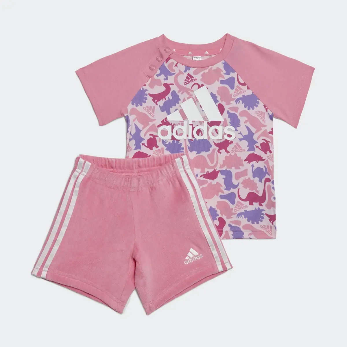 Adidas Conjunto Estampado de Playera y Shorts Dino Camuflaje. 2