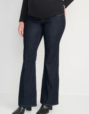 Maternity Full Panel Flare Pintuck Jeans blue