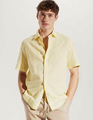 Mango 100% linen short sleeve shirt