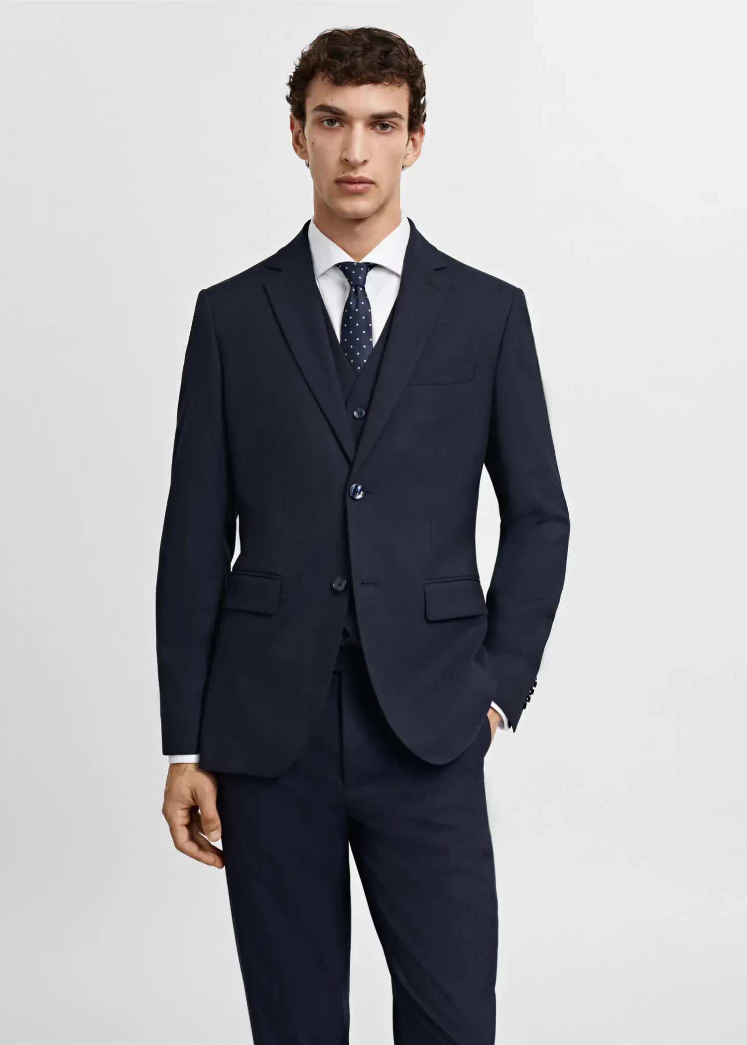 Mango Stretch fabric slim-fit suit jacket. 1