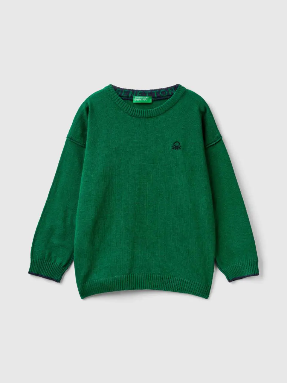 Benetton crew neck sweater with embroidery. 1